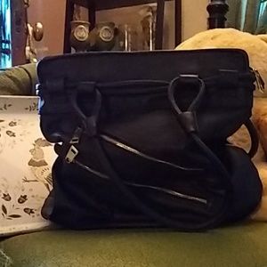 Black zippered handbag